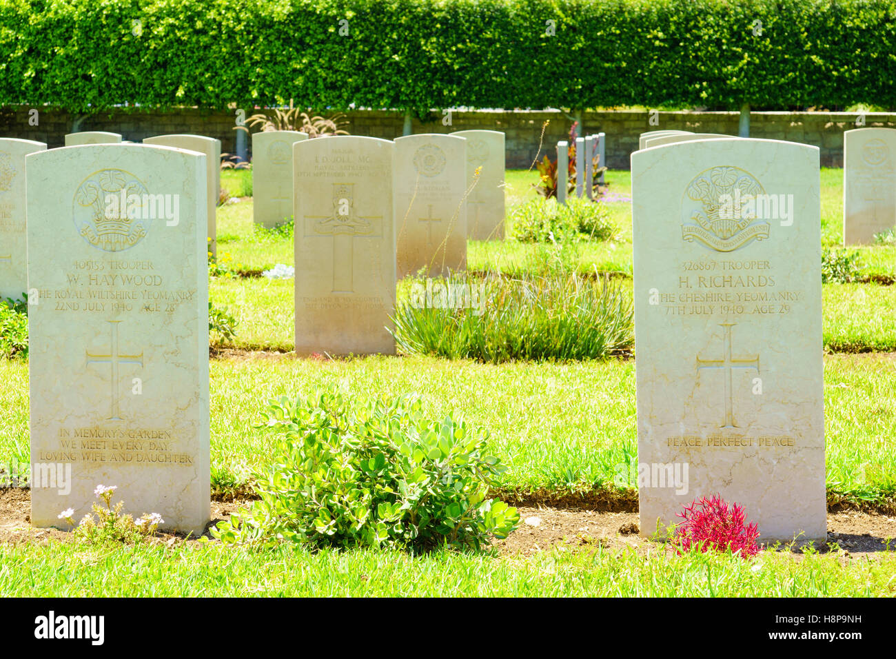 HAIFA, ISRAEL - JULY 21, 2015: Graveyard for British soldiers who died during the British mandate (1918-1948), in downtown Haifa Stock Photo