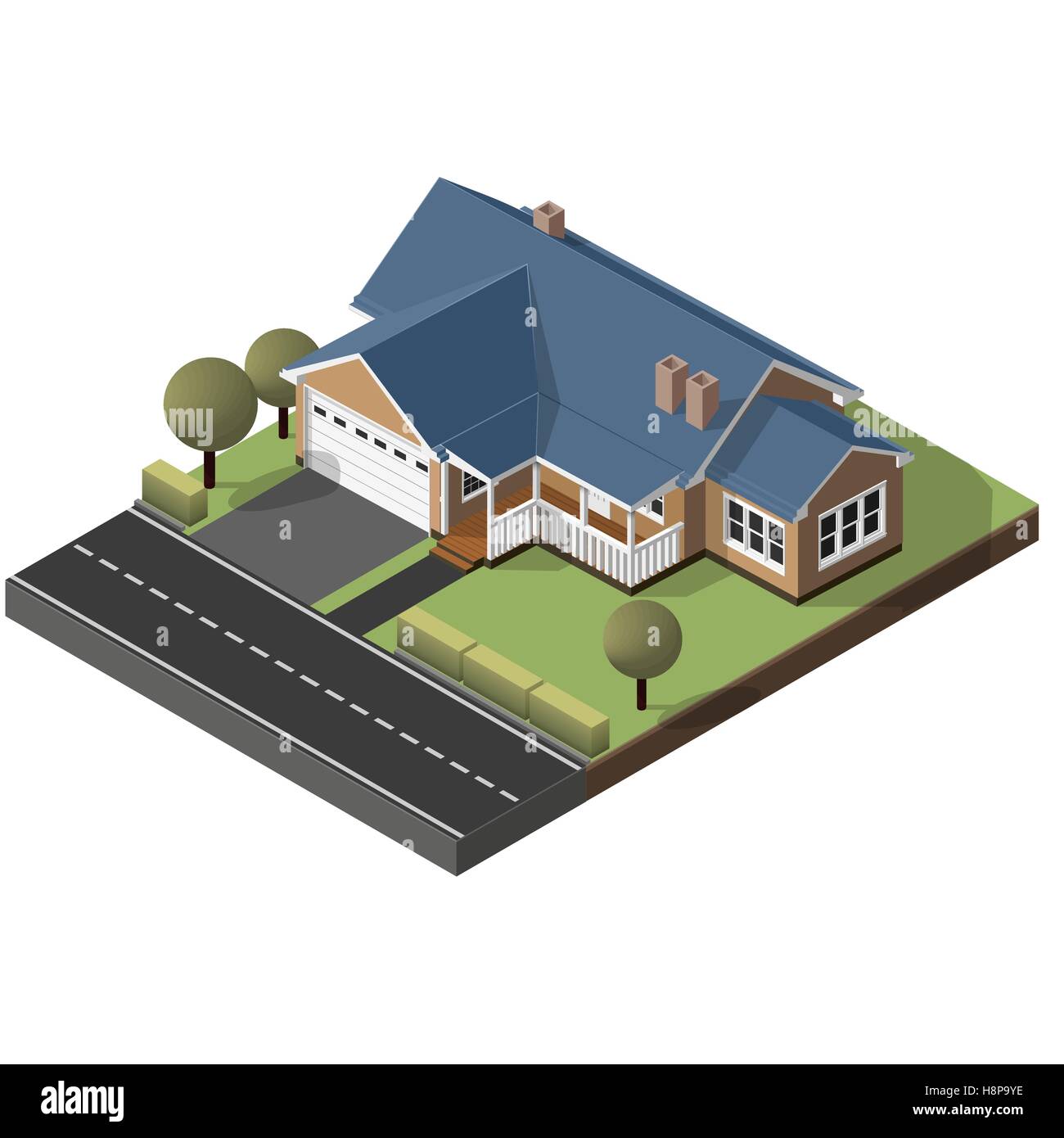 American Cottage, Small Wooden House Stock Vector