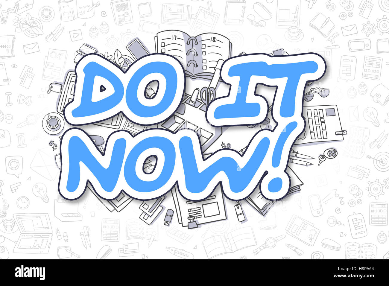 Do IT Now - Doodle Blue Word. Business Concept. Stock Photo