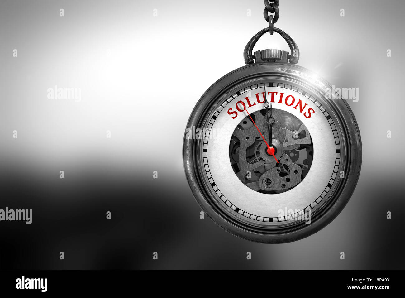 Solutions on Vintage Pocket Watch Face. 3D Illustration. Stock Photo