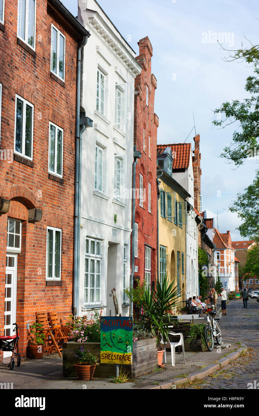 Private homes in Lubeck's old town. Stock Photo