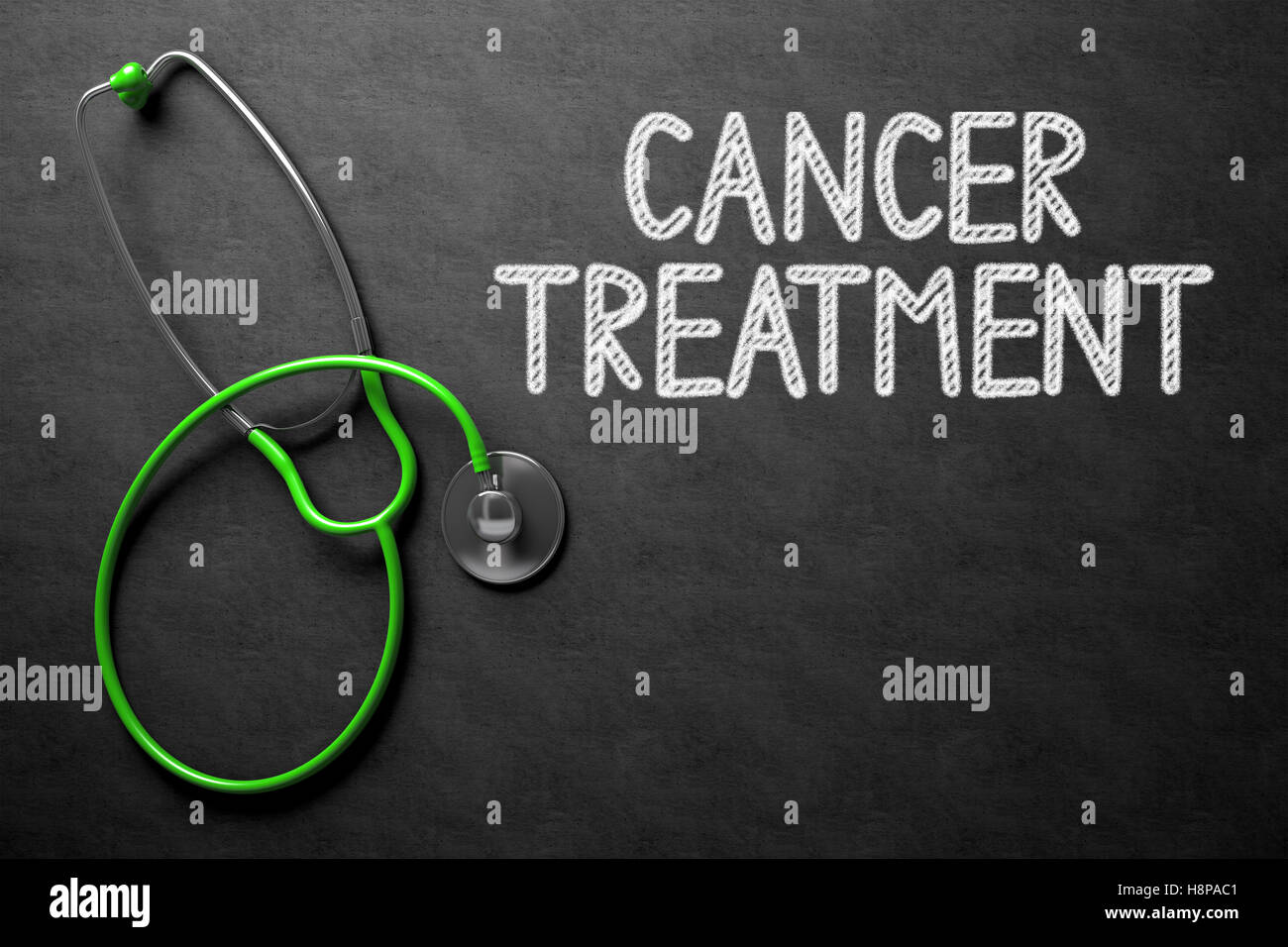 Cancer Treatment Concept on Chalkboard. 3D Illustration. Stock Photo