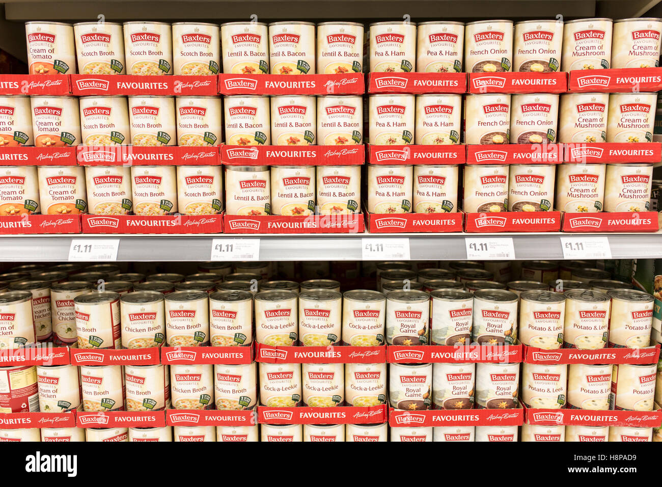 tins of Baxters soup on supermarket shelves Stock Photo - Alamy