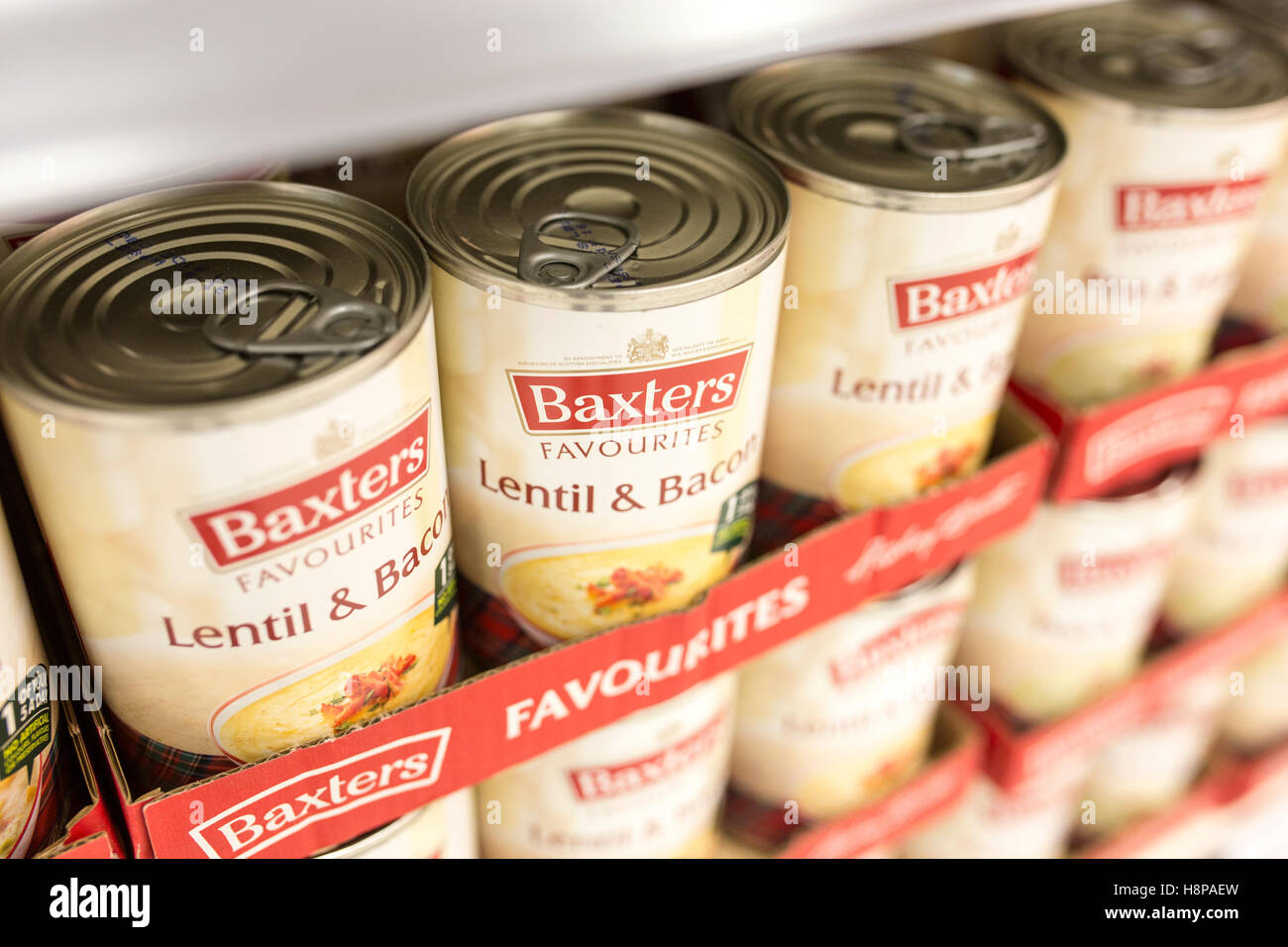 tins of Baxters soup on supermarket shelves Stock Photo - Alamy