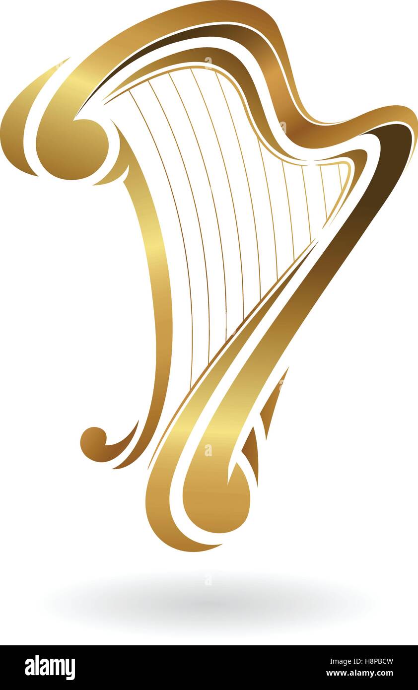 Vector Illustration of a Harp Icon isolated on a white background Stock ...