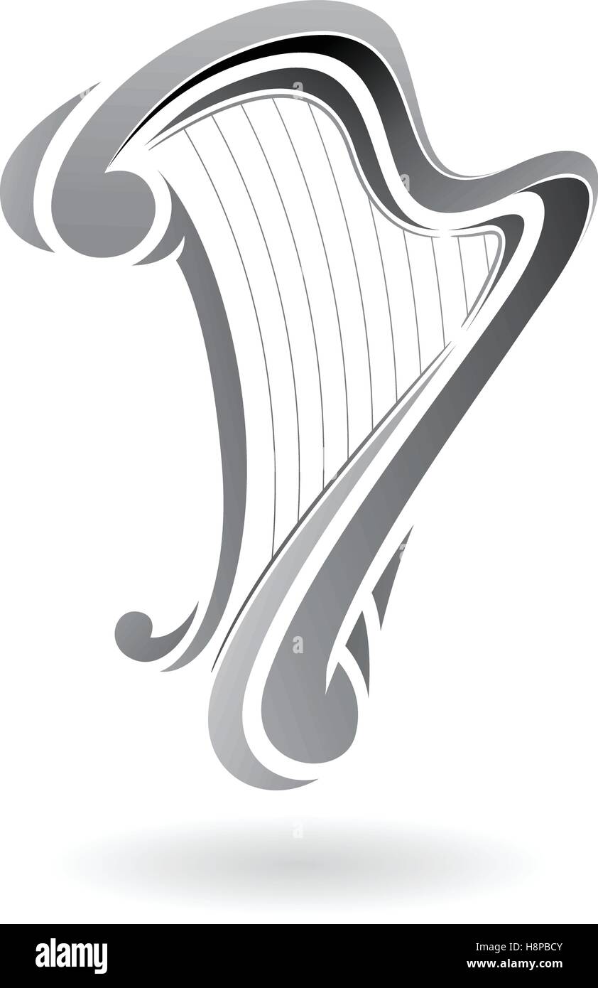 Vector Illustration of a Harp Icon isolated on a white background Stock ...