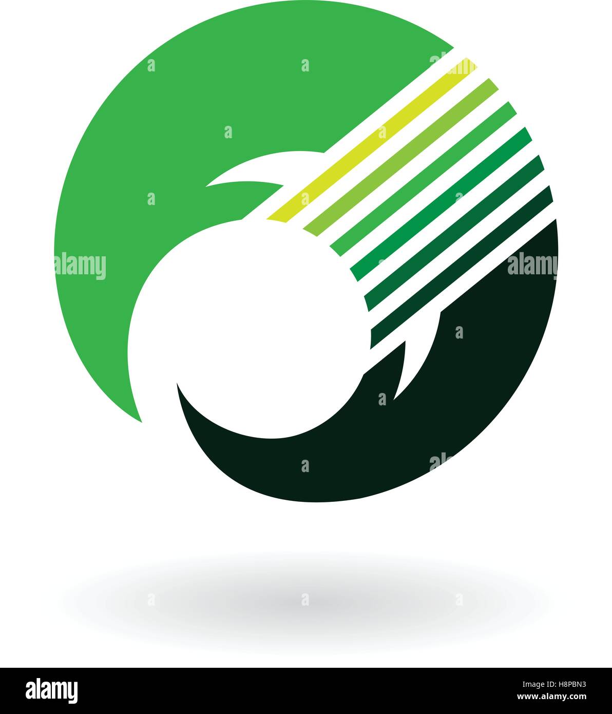 Vector Illustration of a Crescent Shaped Striped Abstract Icon isolated ...