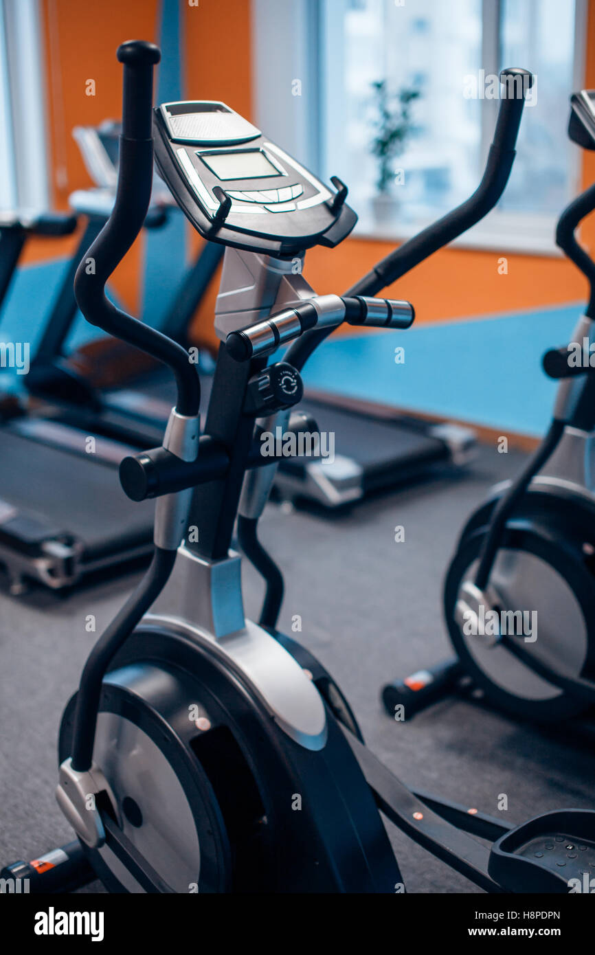 Exercise bike at the gym Stock Photo Alamy