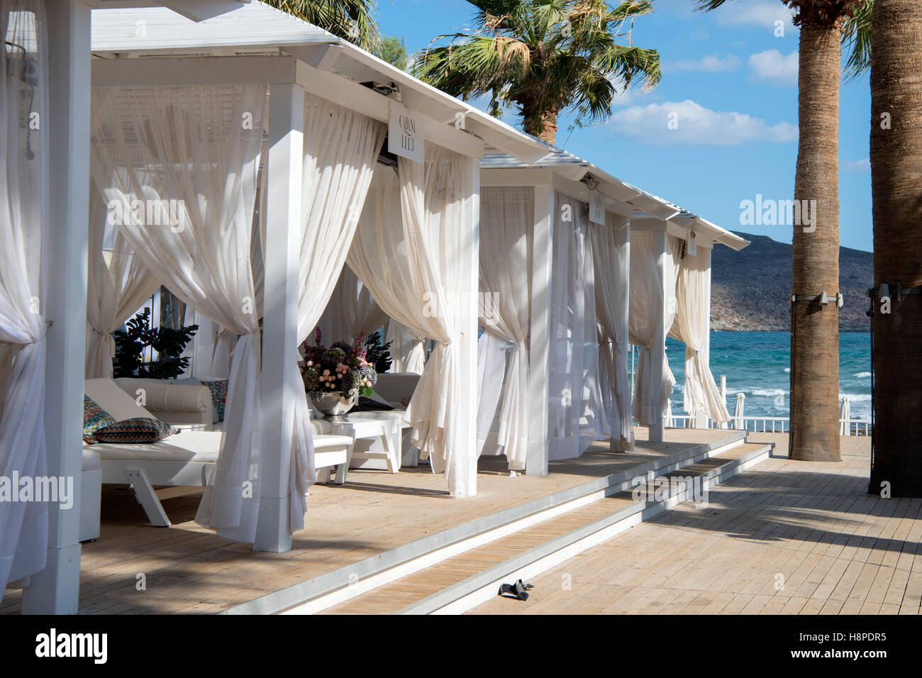 Griechenland, Kreta, Agia Marina westlich von Chania, Cabana Mare beach resort Stock Photo