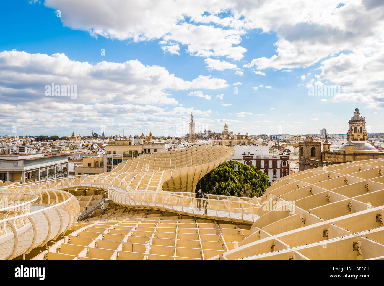 Views from the Setas to the Cathedral of Seville Stock Photo