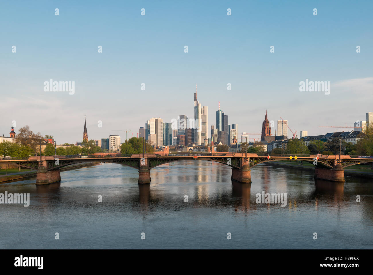 Skyline of Frankfurt city in Germany. Frankfurt is financial center city of Germany. Stock Photo