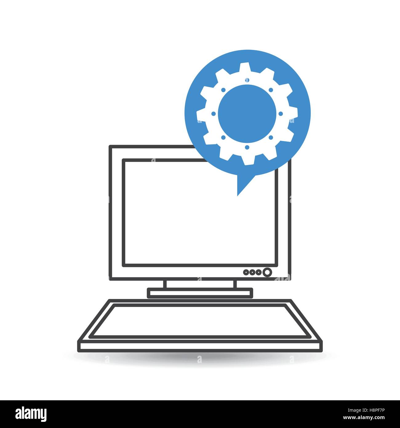 computer desktop communication gear social network vector illustration