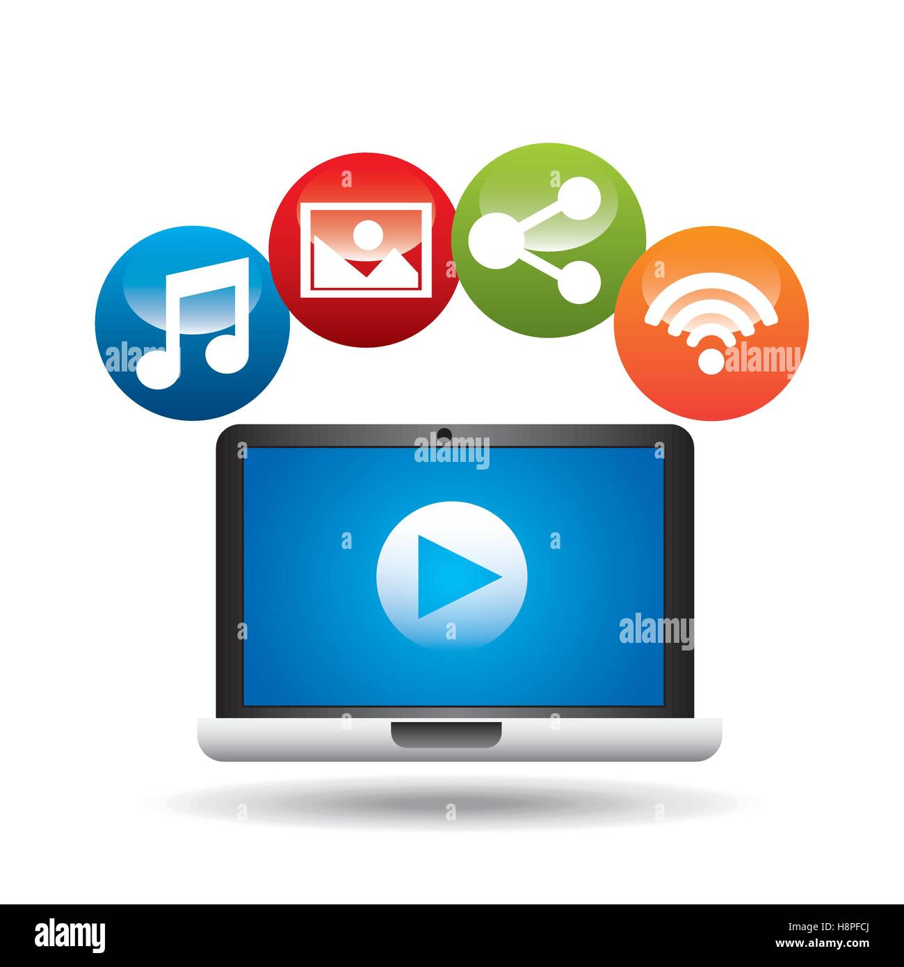 video player social media icons design vector illustration eps 10 Stock ...