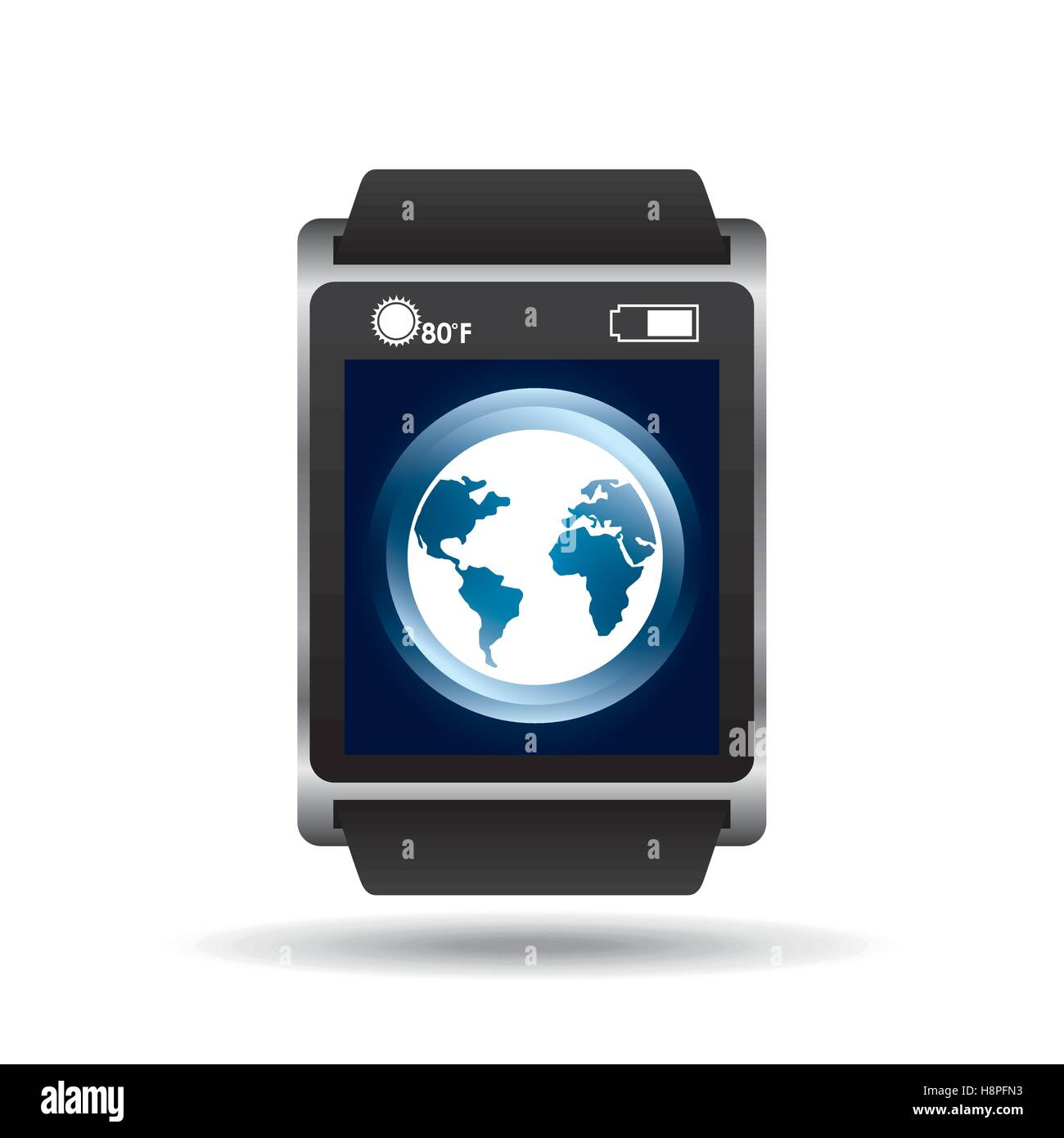 smart watch blue screen global icon media vector illustration eps 10 ...