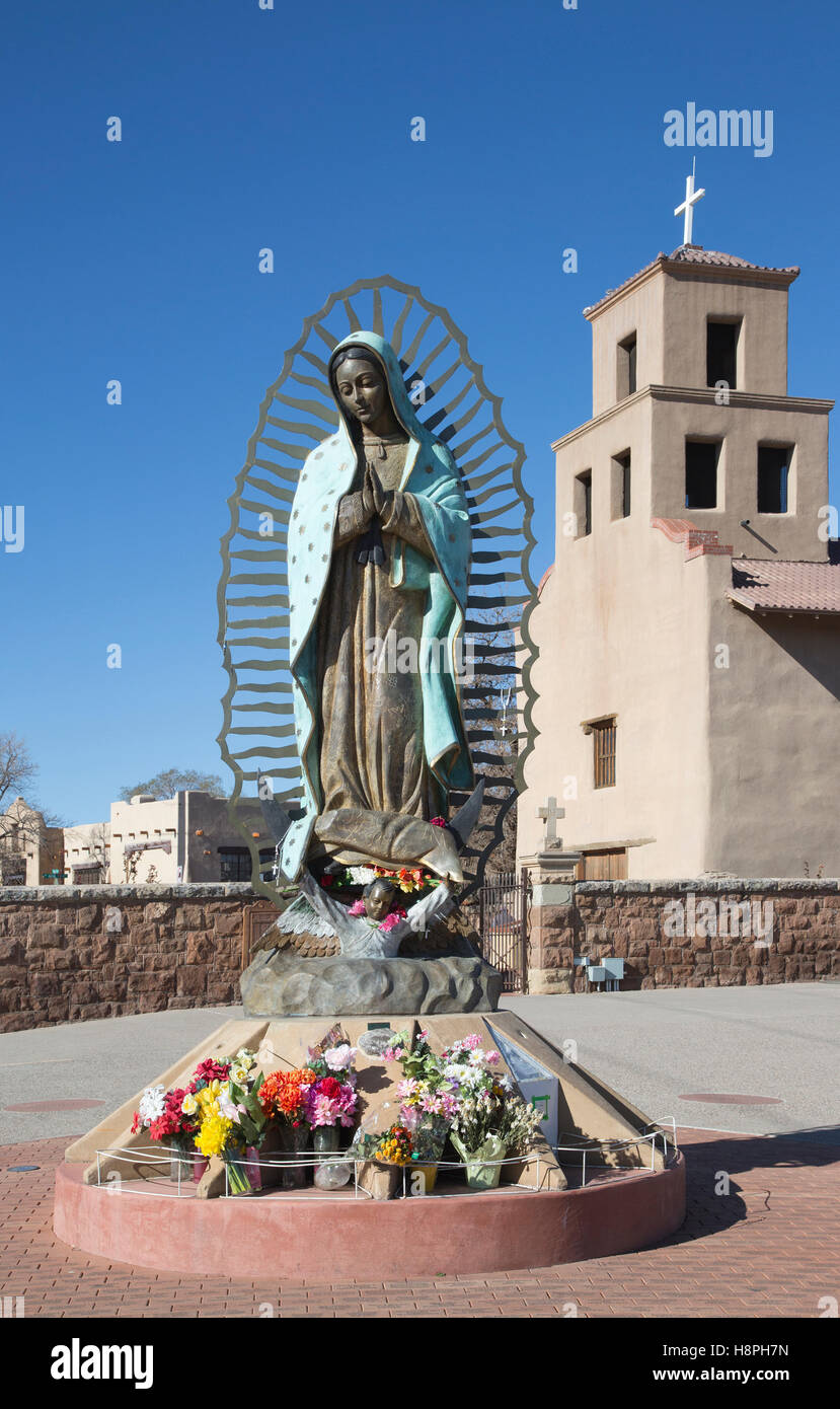 Our Lady of Guadalupe statue at El Santuario de Guadalupe, an old mission church built in 1781. Stock Photo