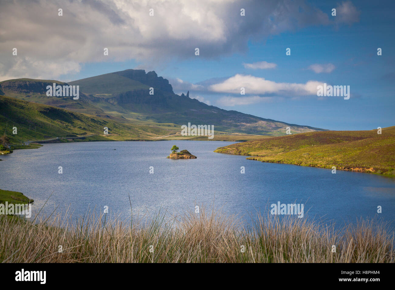 The old man of Storr and Trotternish from a distance, Isle of Skye, Scotland Stock Photo