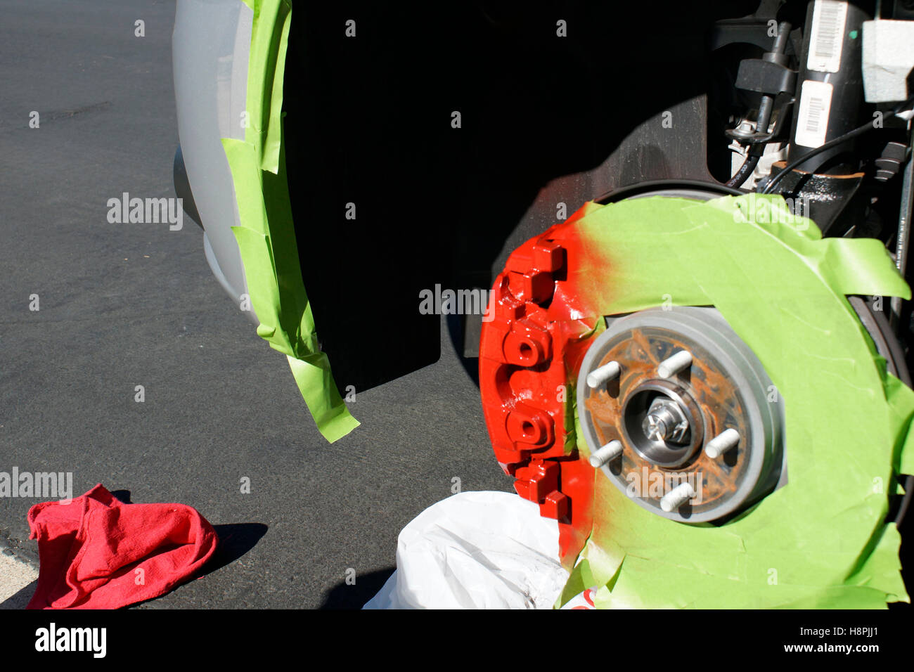 Painting a Disk Brake's Caliper Stock Photo Alamy