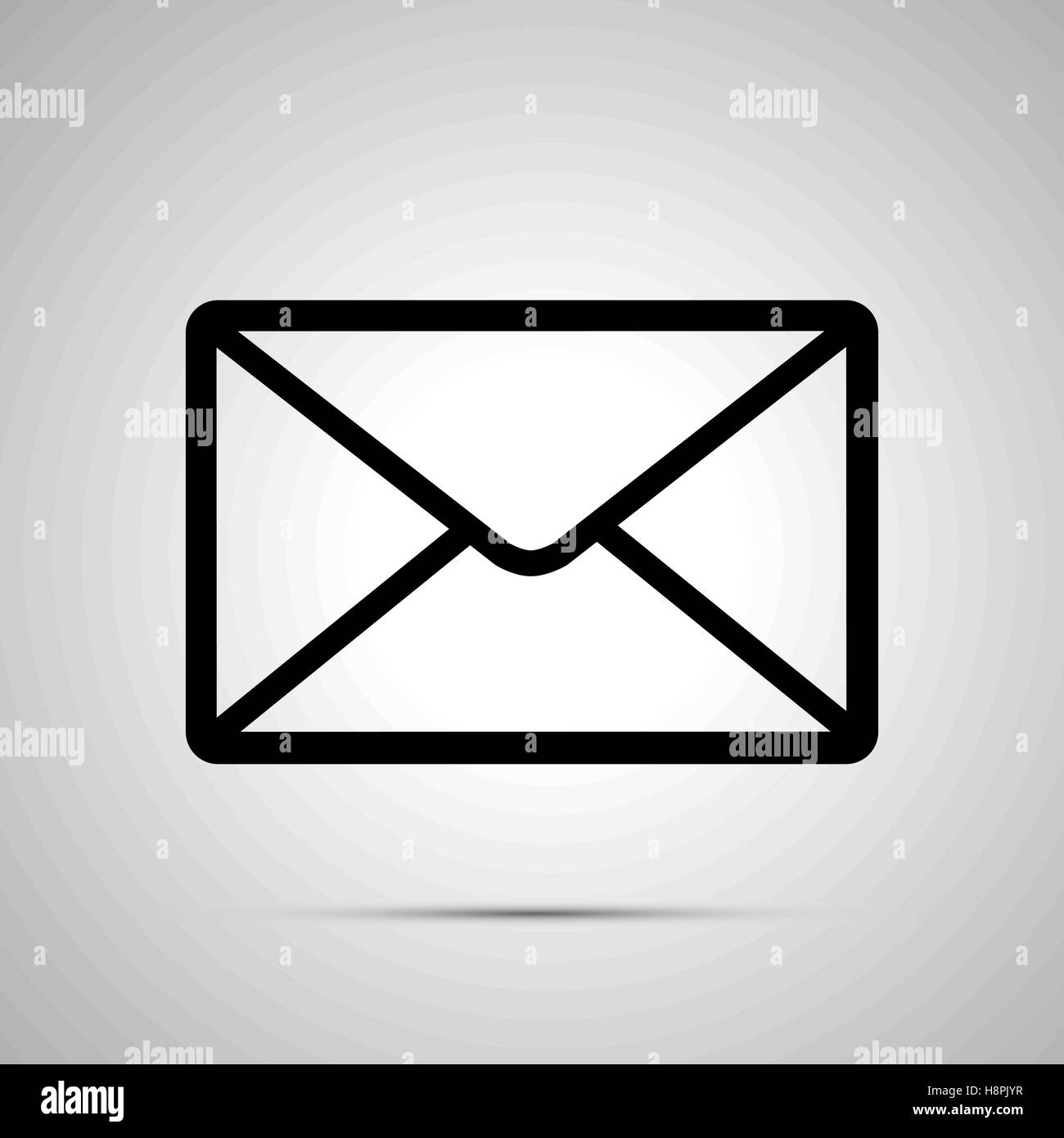 Simple black icon of envelope with shadow on light background Stock ...