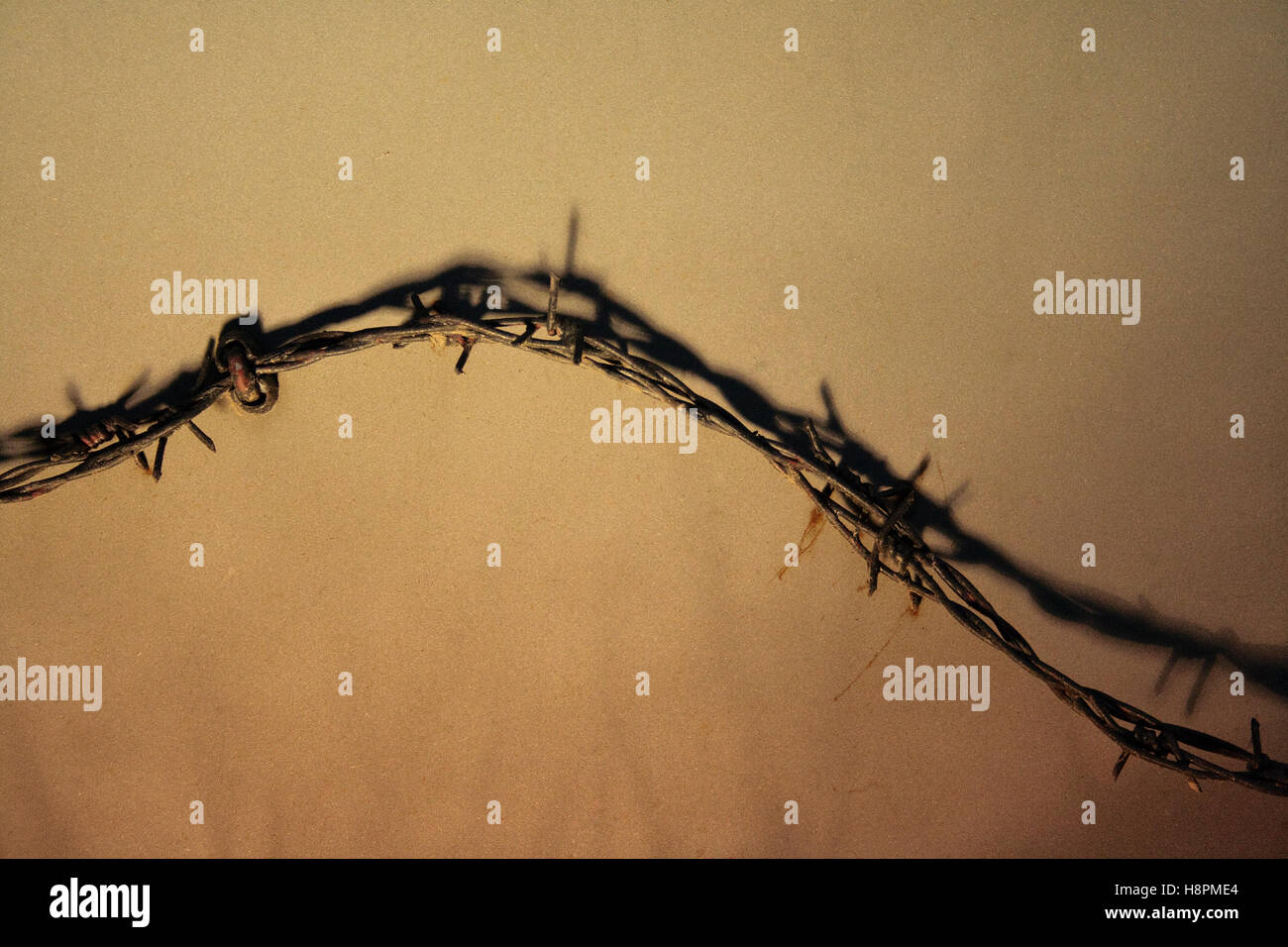 Barbed wire of the prison camp in Ovcara, near Vukovar, Croatia, Europe Stock Photo