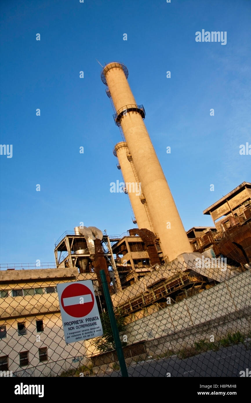 Ex Italsider, former steelwork industrial area, Via Coroglio, Bagnoli quarter, Naples, Campania, Italia, Europe Stock Photo