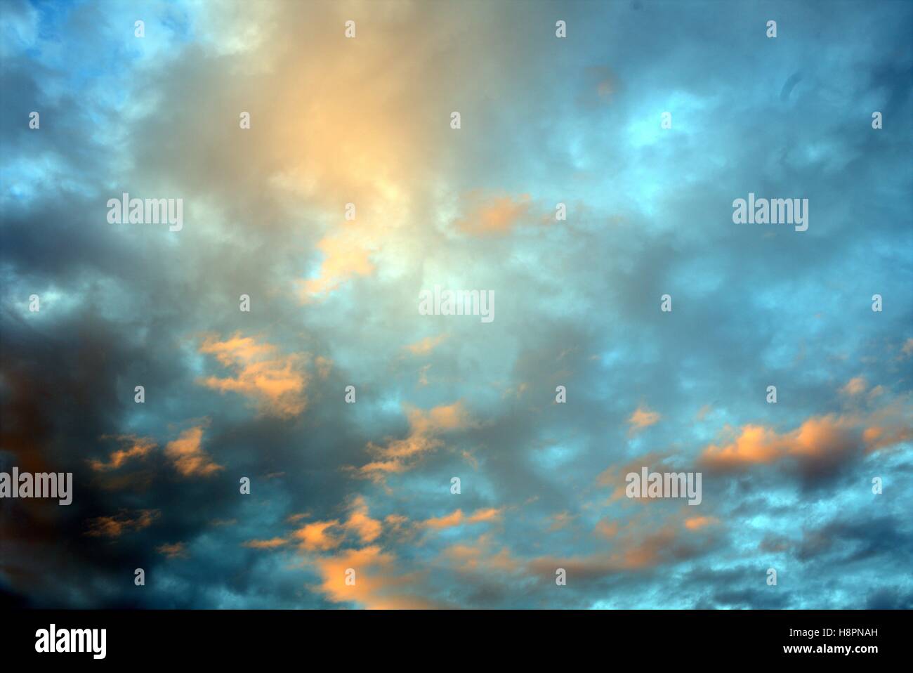 Abstract blue sky cloud backgrounds orange Stock Photo