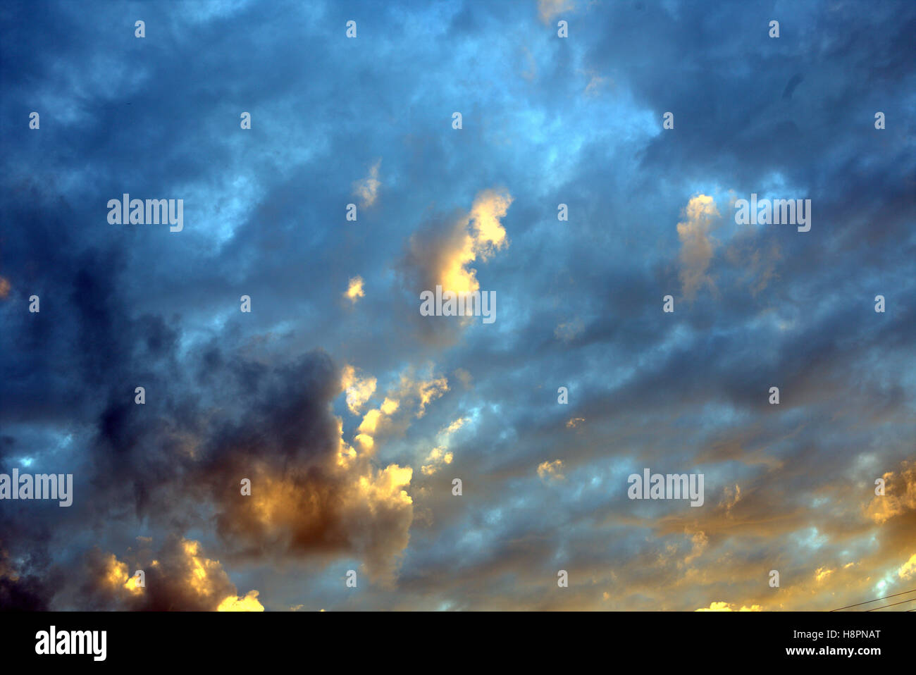 Abstract blue sky cloud backgrounds orange Stock Photo