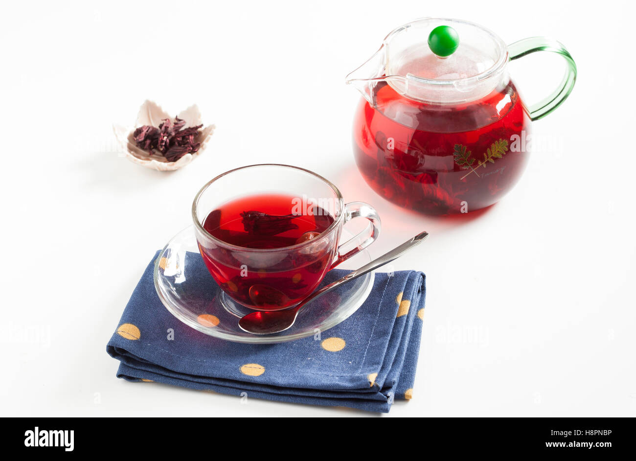 Cup of tea and teapot on white background Stock Photo Alamy