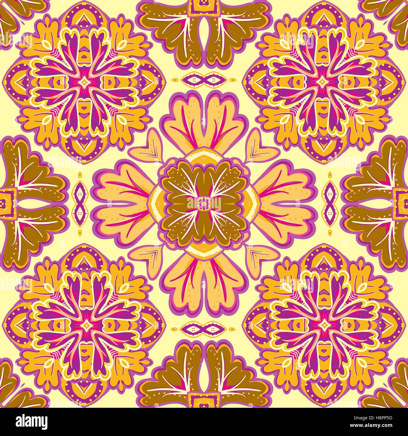 Seamless patchwork pattern from Moroccan, Portuguese tiles, Azulejo ...