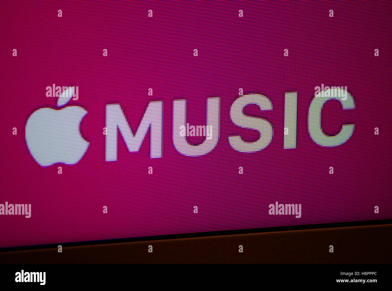 das Logo der Marke 'Apple Music', Berlin. Stock Photo