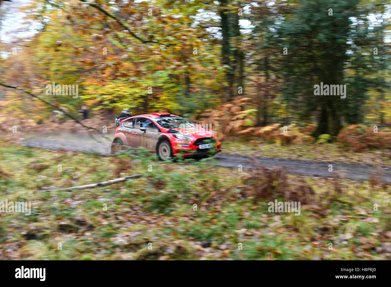 A rally car on the Crabtree stage of the 2016 Wyedean Rally in the ...
