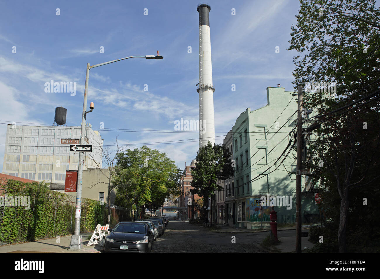 Old houses on Hudson Street in Vinegar Hill, Brooklyn, New York Stock