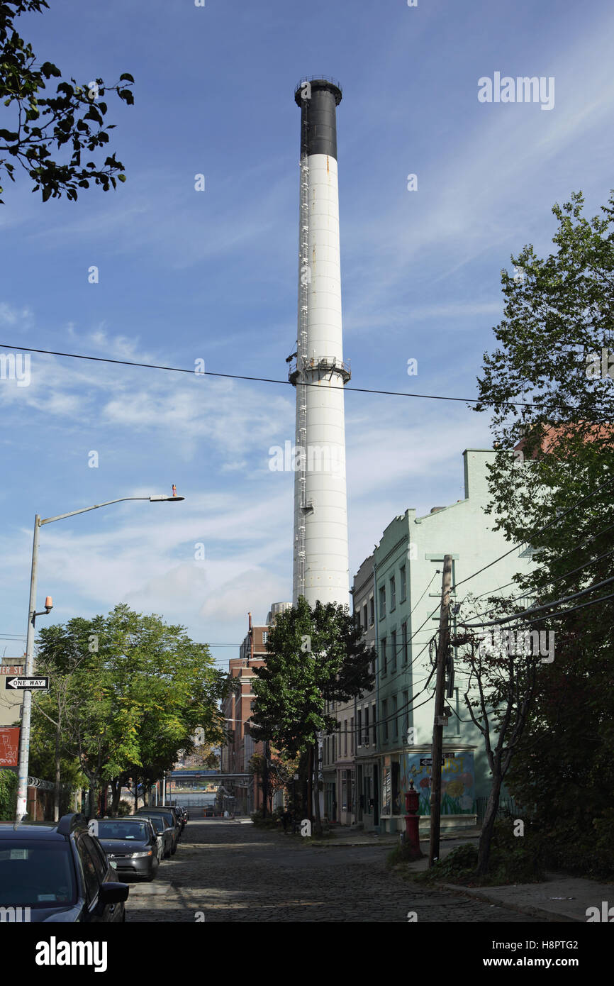 Old houses on Hudson Street in Vinegar Hill, Brooklyn, New York Stock
