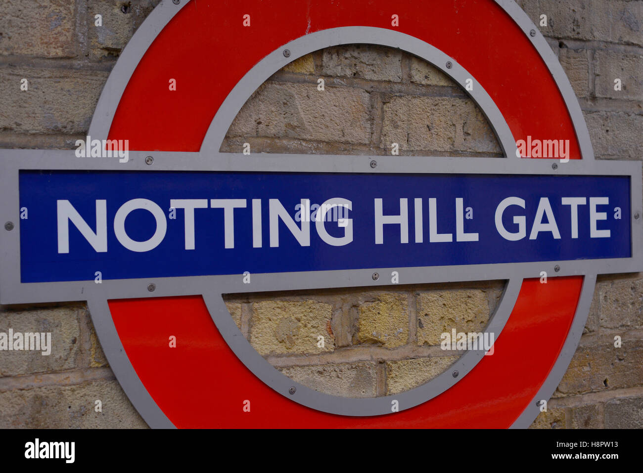 Notting Hill Gate, London underground sign Stock Photo