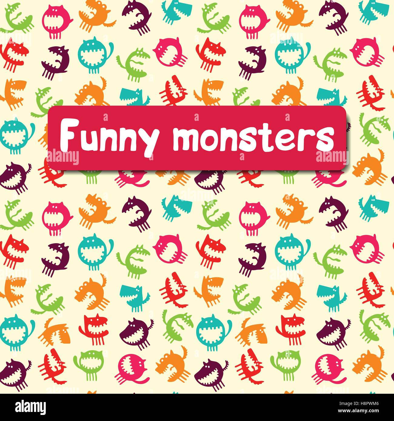 seamless pattern with monsters vector illustration Stock Vector Image ...