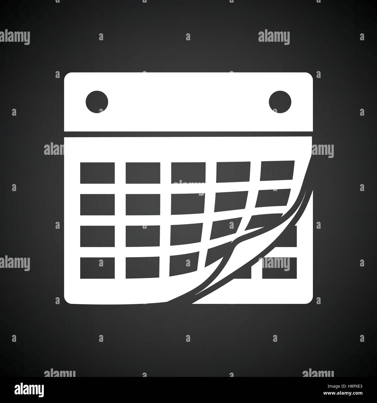 Calendar icon. Black background with white. Vector illustration Stock