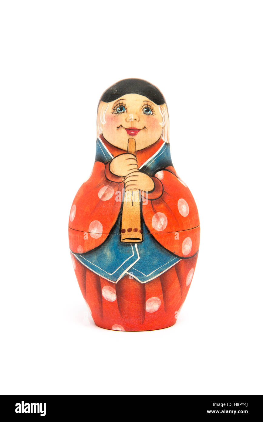 Russian doll matrioshka matte painted and isolated Stock Photo