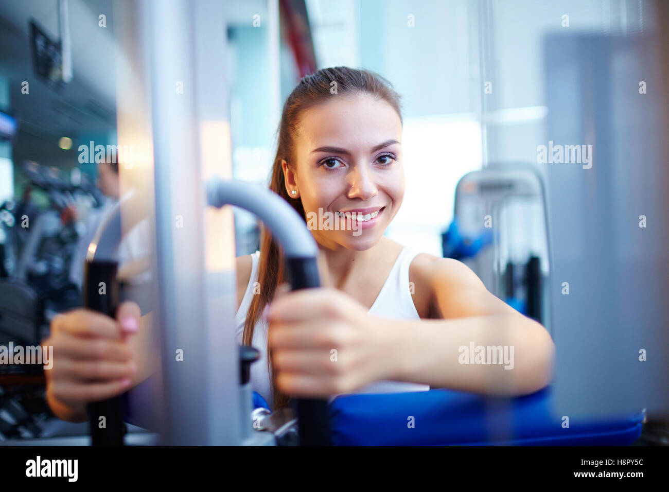 pretty girl training at the gym Stock Photo Alamy