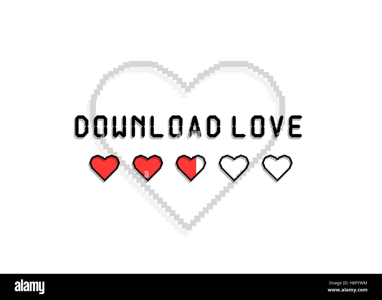 Download oad love heart vector illustration in pixel art style Stock ...