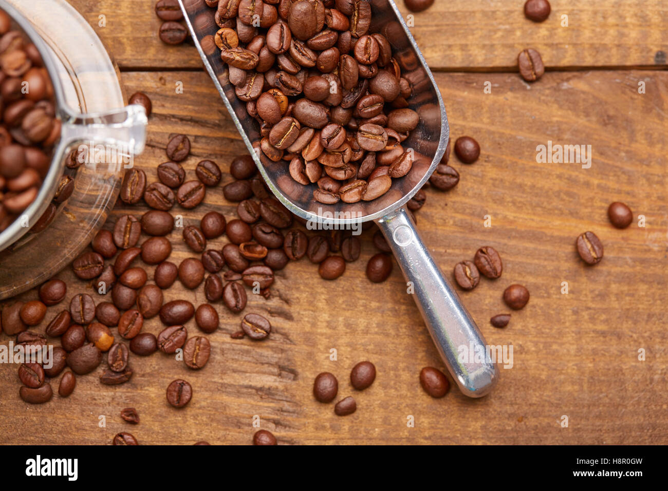 coffee beans in cup in the tray Stock Photo