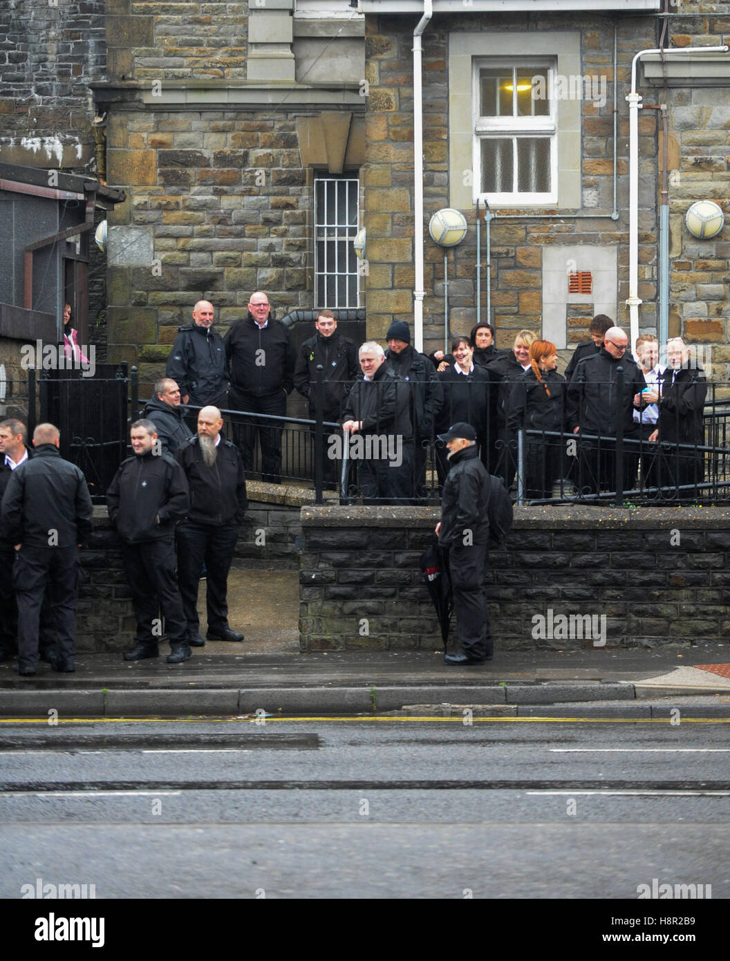 Swansea, Wales, UK, 15th November 2016 Pictured are Prison Officers at Swansea Prison, Wales, UK, taking part in a walk out organised by the Prison Officers Association in protest at the ongoing problems that prison staff are facing across the UK Credit:  Robert Melen/Alamy Live News. Stock Photo