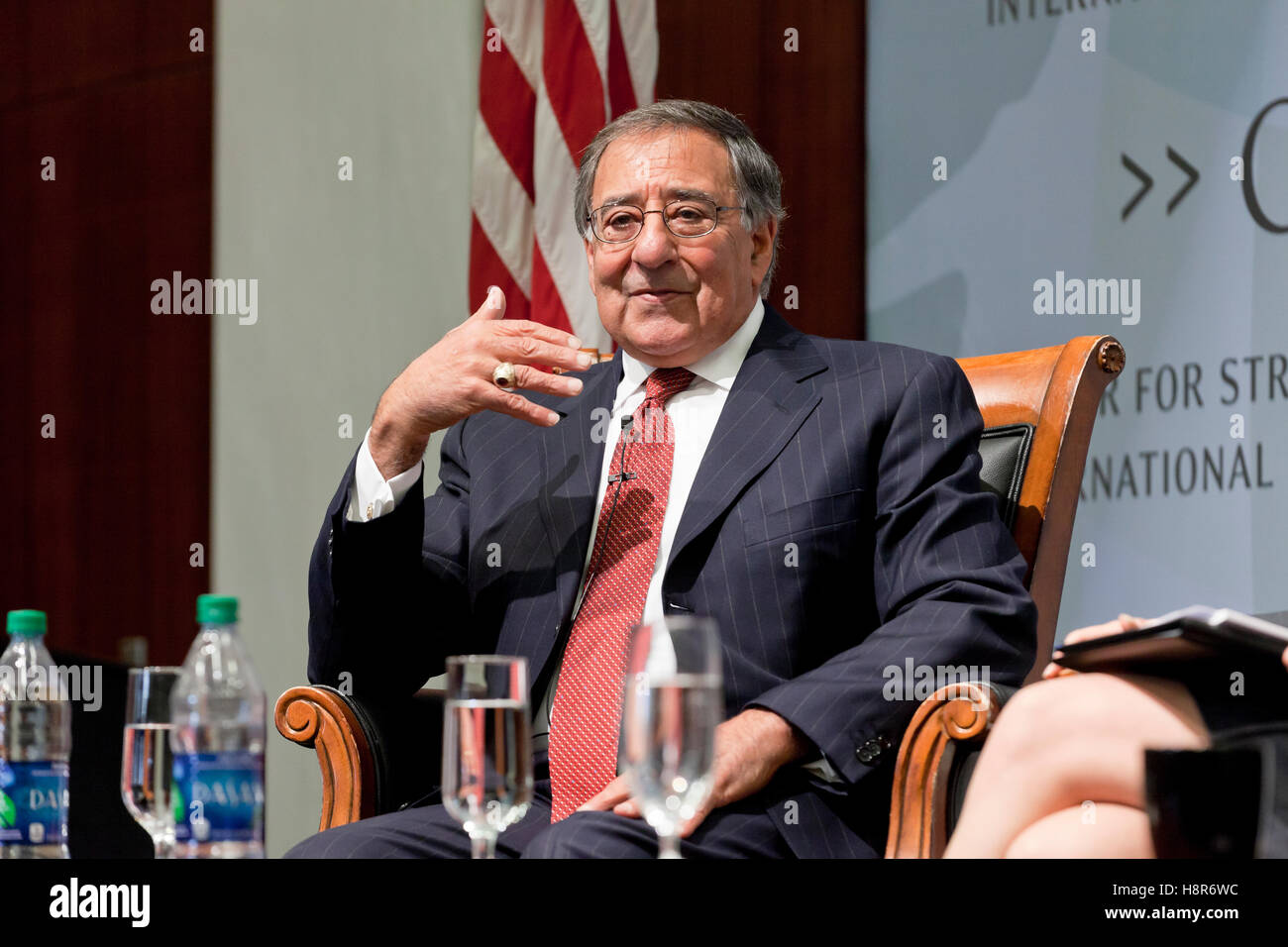 Washington, DC, USA. , . Former Secretary of Defense and Director of CIA, Leon Panetta, speaks at Center for Strategic & International Studies on 'Turning Point - A New Comprehensive Strategy for Countering Violent Extremism' program launch. Credit:  B Christopher/Alamy Live News Stock Photo