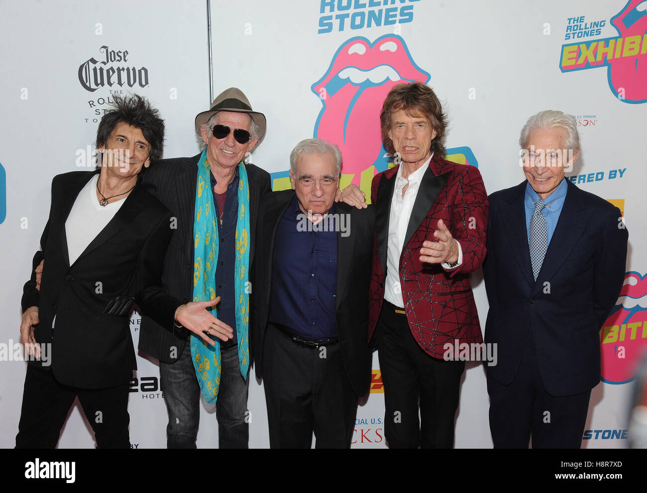New York, NY, USA. 15th Nov, 2016. Ronnie Wood, Keith Richards, Martin Scorsese, Mick Jagger and Charlie Watts attend The Rolling Stones Exhibitionism opening night at Industria Superstudio on November 15, 2016 in New York City. © John Palmer Media Punch/ Stock Photo