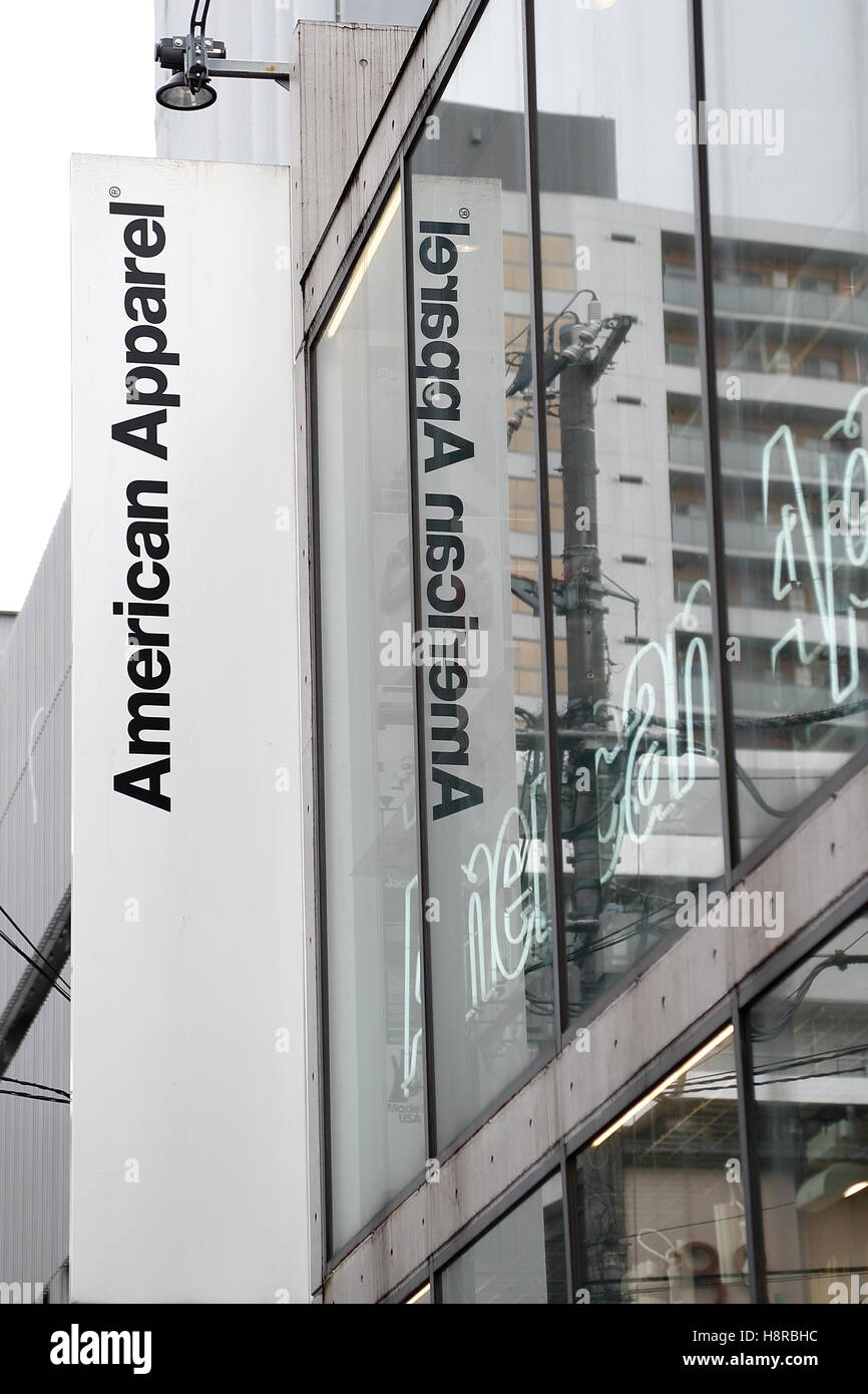 Tokyo Japan 16th November 16 American Apparel Signboard On Display Outside Its Store In The Fashion District Of Shibuya On November 16 16 Tokyo Japan American Apparel Llc Filed For Bankruptcy Again