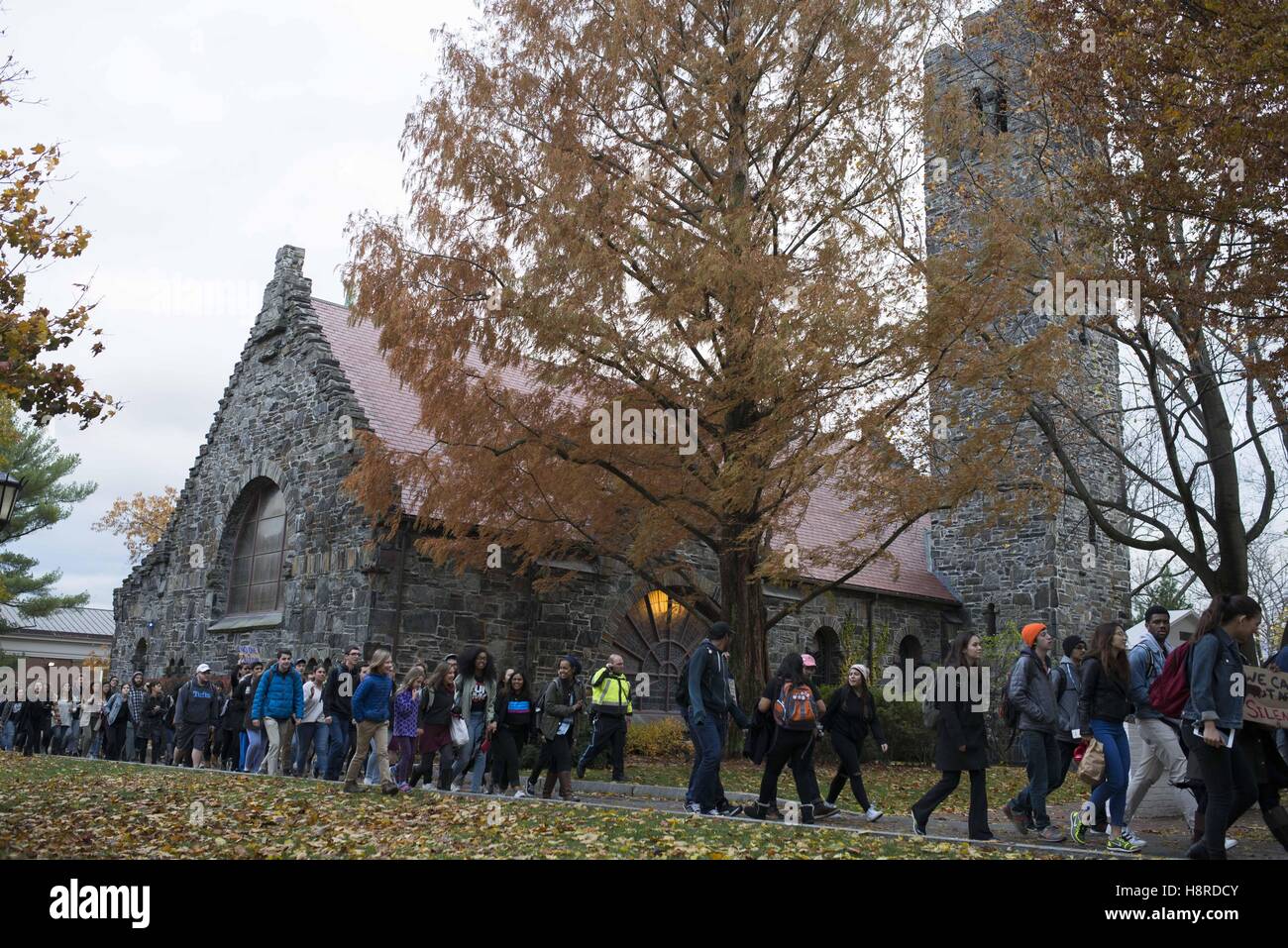 Medford, Massachusetts, USA. 16th Nov, 2016. After walking out of class, hundreds of Tufts University students join community members in a march to demand that the university become a sanctuary campus for undocumented students. Credit:  Evan Sayles/ZUMA Wire/Alamy Live News Stock Photo