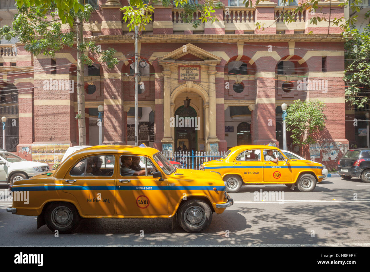 Yellow taxi cab in Kolkata (Calcutta) India Stock Photo