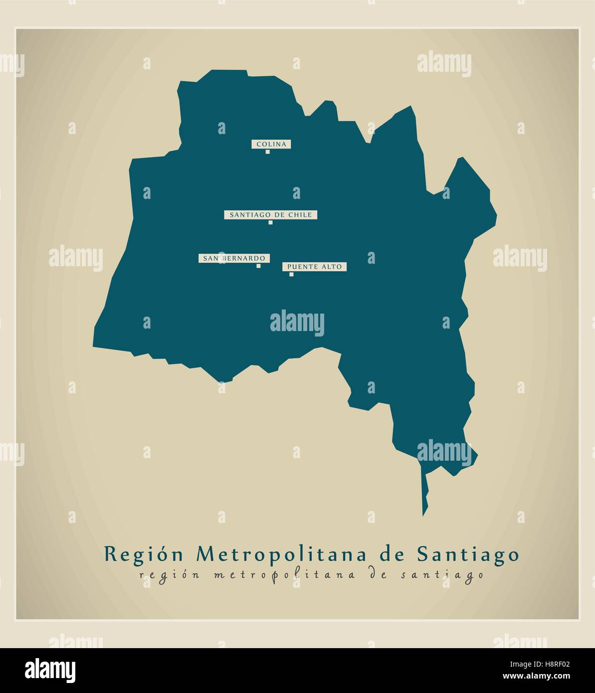 Modern Map - Region Metropolitana de Santiago CL Stock Vector