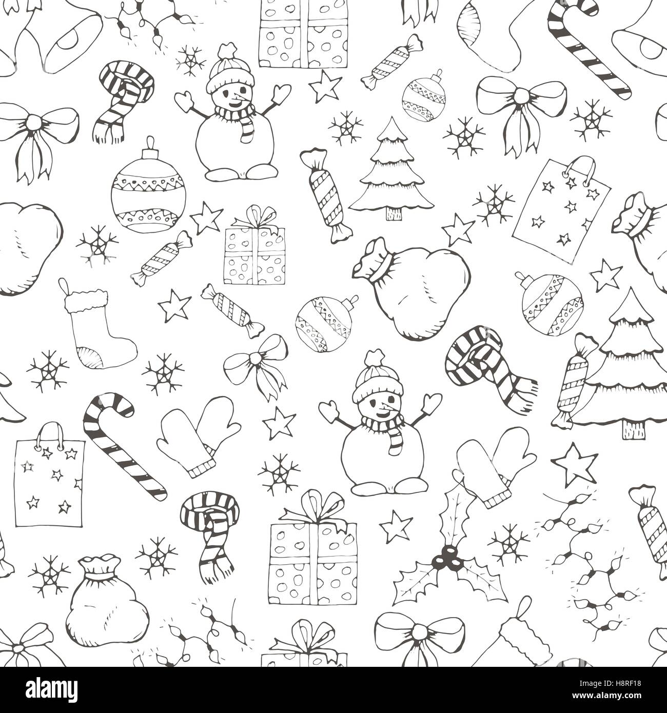 vector Christmas and new year hand drawn seamles pattern Stock Vector ...