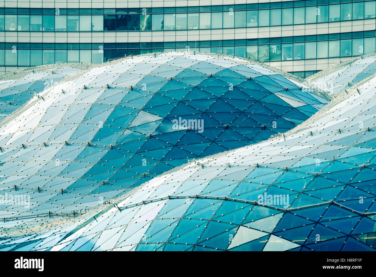 modern futuristic glass roof in center of Warsaw city, Poland Stock Photo