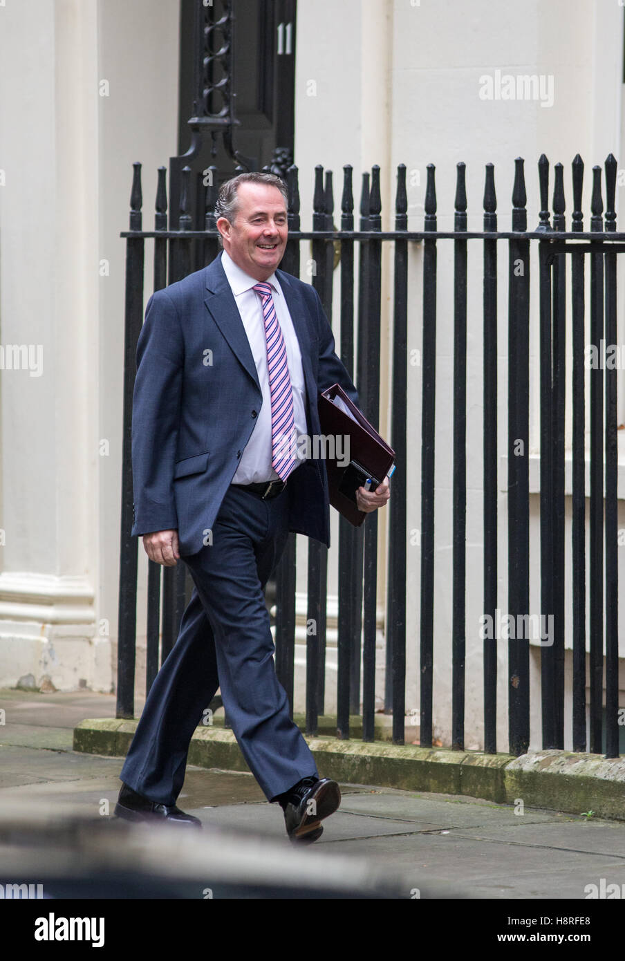 Secretary of State for International Trade and President of the Board of Trade,Liam Fox,arrives for a Cabinet meeting Stock Photo