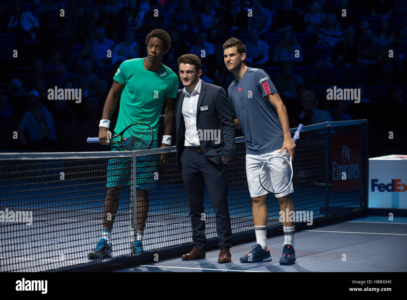 London, UK. 15th Nov, 2016. Barclays ATP Finals: Singles, Dominic Thiem  (AUT) and Gael Monfils (FRA) play the second match of round robin Group  Ivan Lendl at ATP Finals. Credit: Alberto Pezzali/Pacific